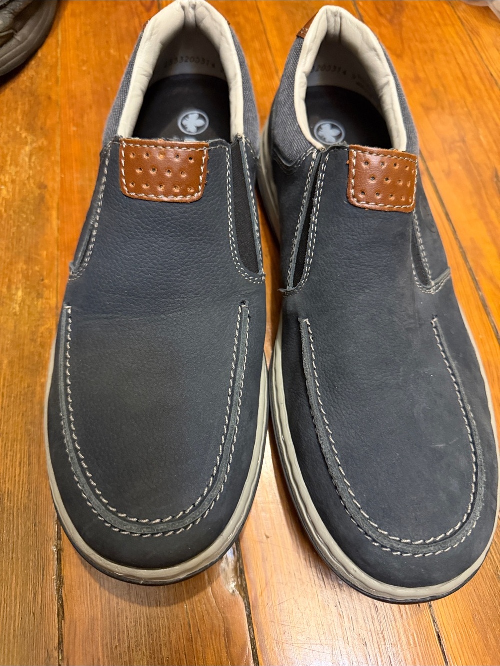 Rieker Men's Black Slip-On Loafers with Brown Accent Tab
